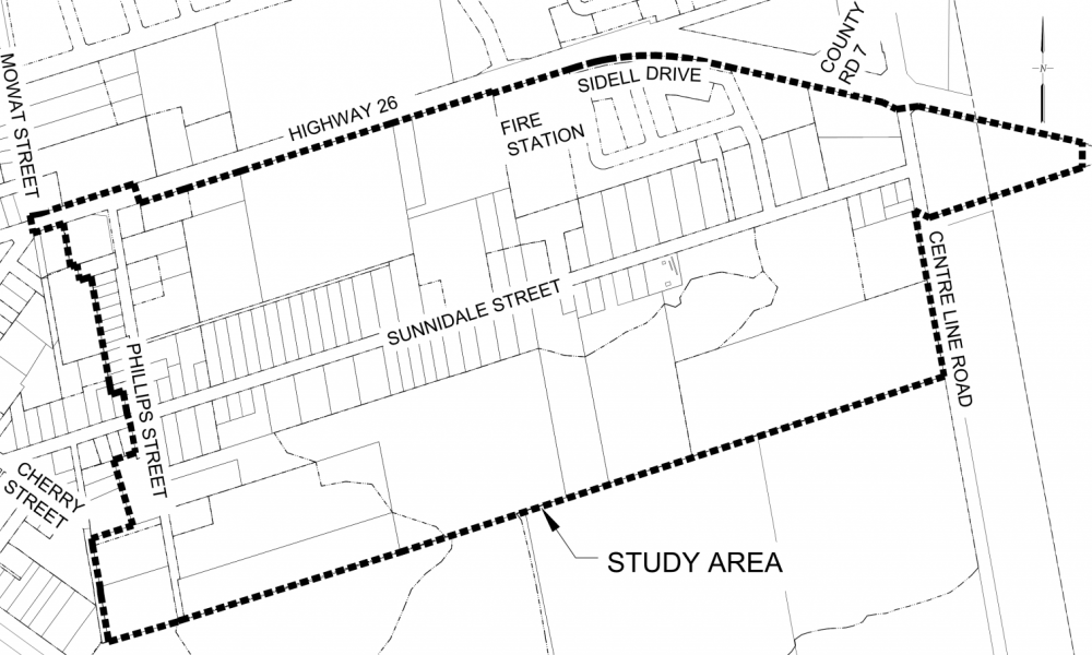 south east stayner sanitary servicing map