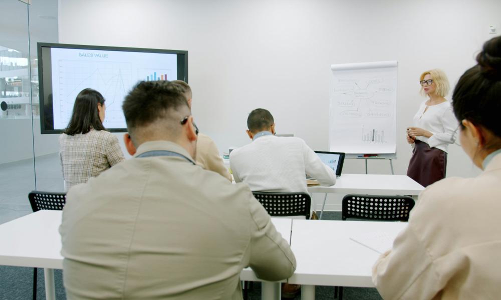 People attending an information session