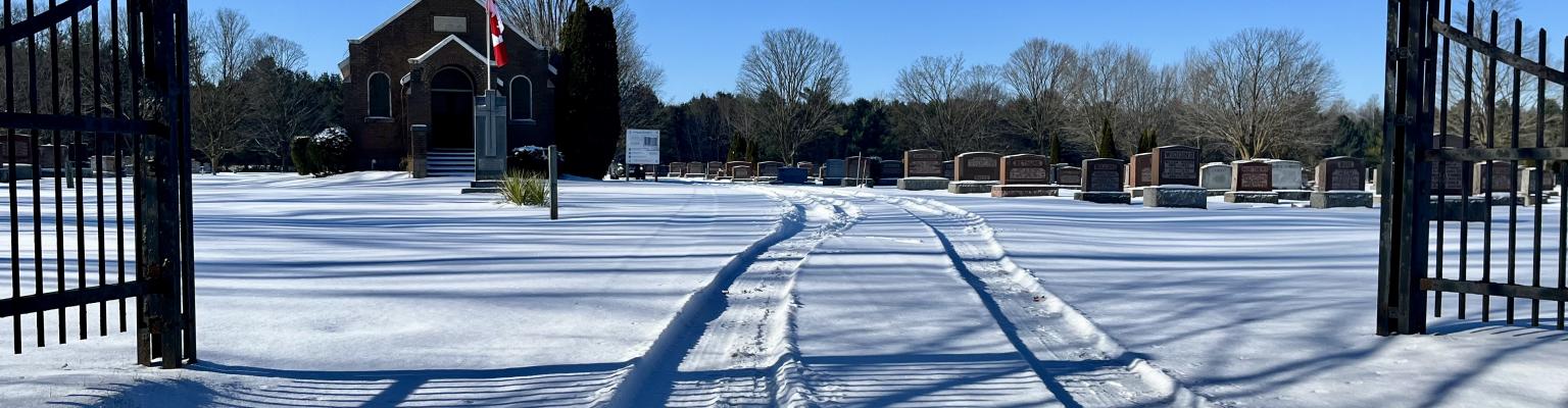 Stayner Union Cemetery Entrance in Winter